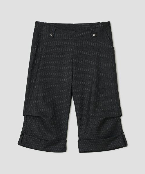 Pinstripe Roll Up Pants [Black]