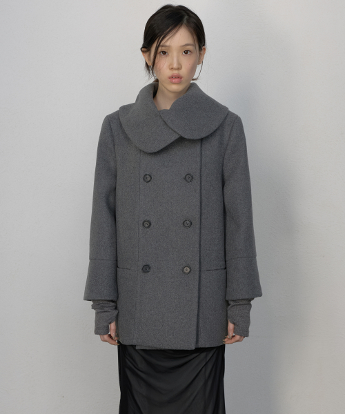 Layered Double Wool Coat (FL-060_Gray)