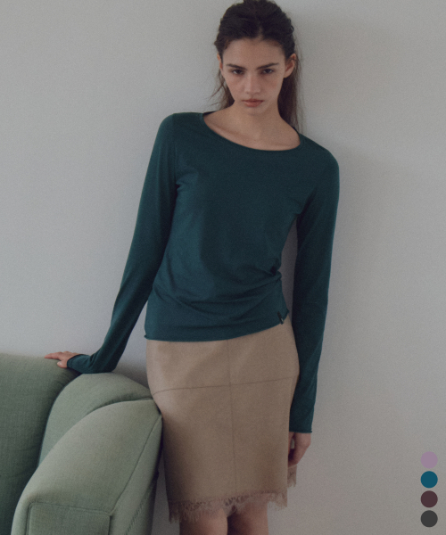 Rolling Boat-Neck Long Sleeve T-Shirt_CTT3048(4color)