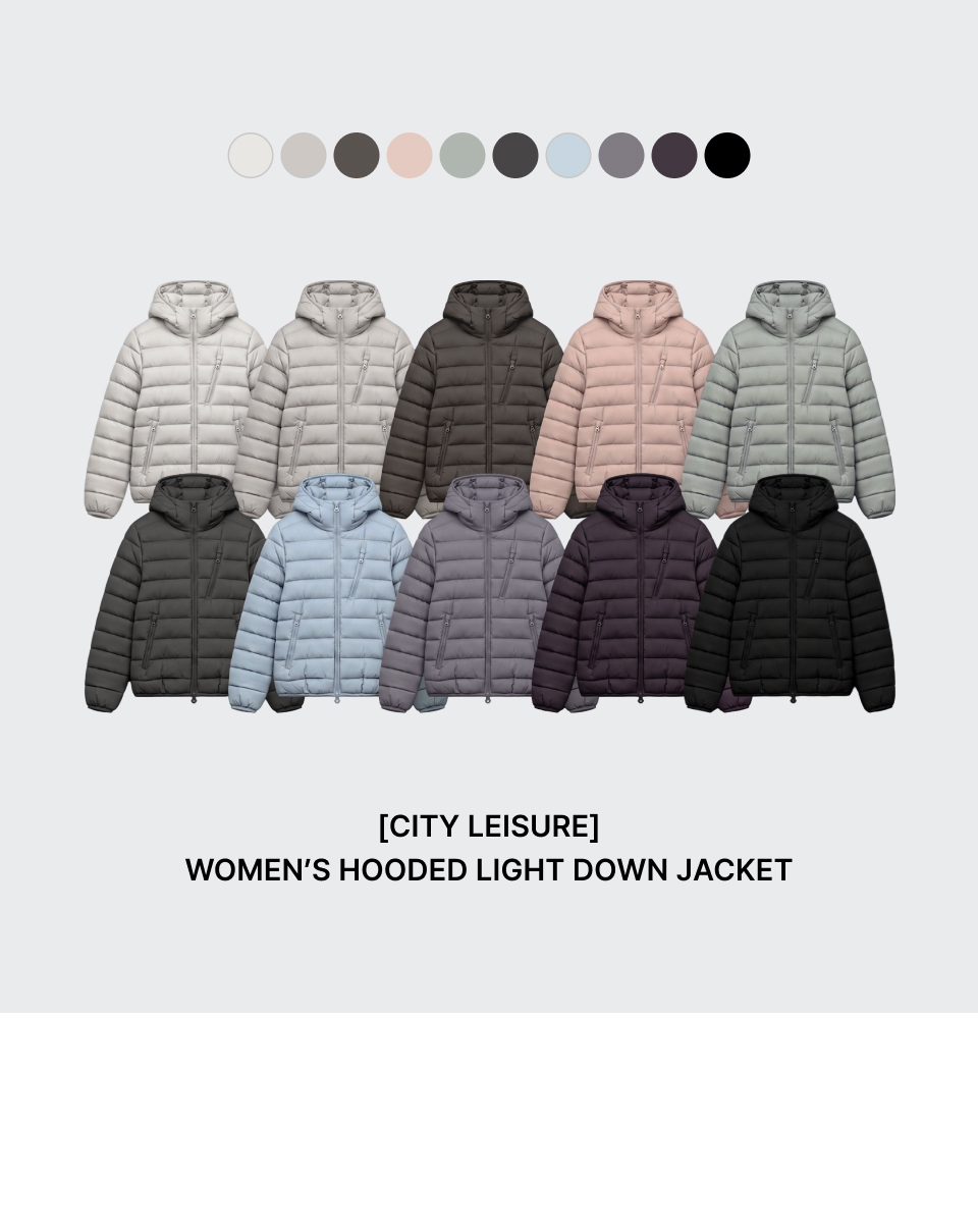 WOMENS HOODED LIGHT DOWN JACKET #韓韶禧同款! - 6 COLORS WHITE