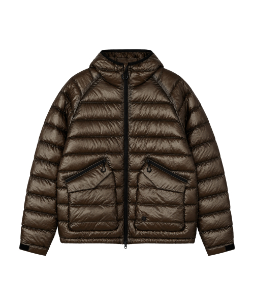 AIR PADDED HOODED JACKET - TAUPE — Main product photo