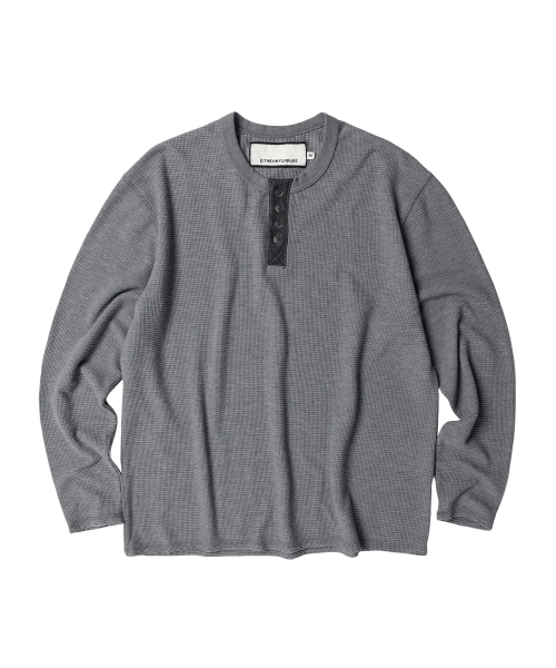 WAFFLE DETAIL LS TEE GREY