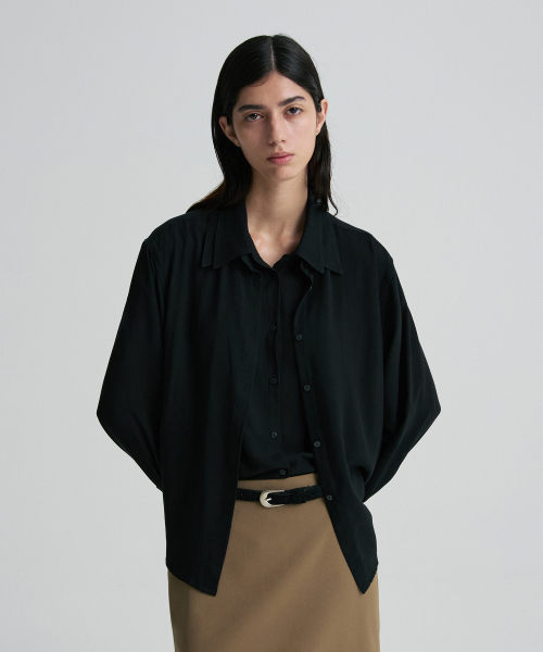 DOUBLE-COLLAR RELAXED SHIRT BLACK