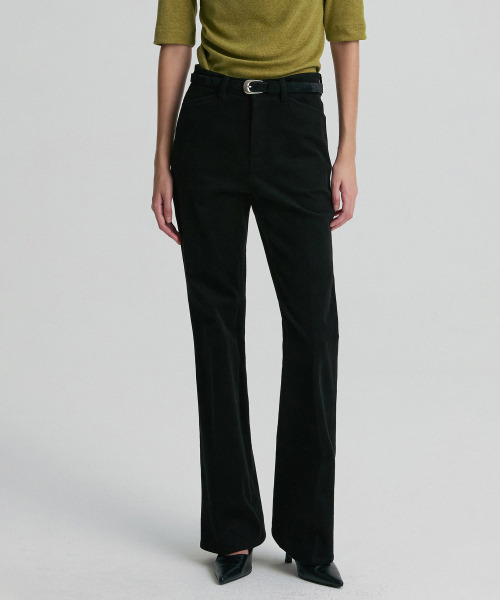 VELVET SLIM BOOTCUT TROUSERS