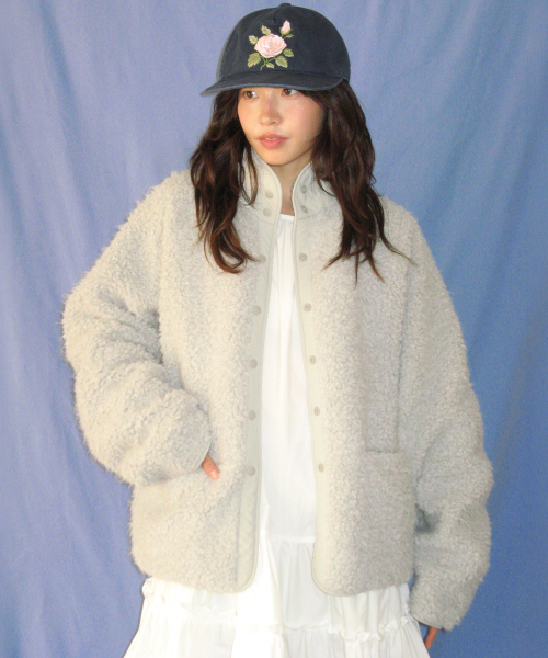 REVERSIBLE CONTRAST FLEECE JUMPER LIGHT GREY — Main product photo