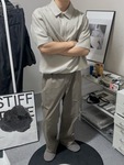 [데꼬르소] 썸머 하프집업 로고 반팔 셔츠 (그레이베이지)
