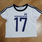 [원더비지터] Sporty track crop t-shirt [White]