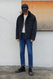 red pug denim mustang jacket