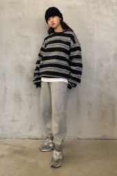스컬프터(SCULPTOR) Stripe Vintage Sweatshirt Black - 37,200 | 무 