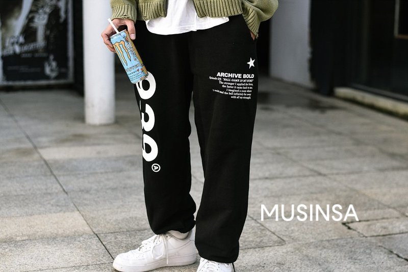 MUSINSA  ARCHIVE BOLD 939 LOGO SWEAT PANTS_BLACK