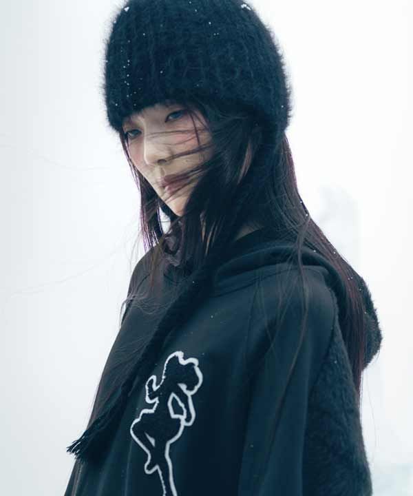 오호스(OJOS) Scarf Veil Wool Cap / Black - 사이즈 & 후기 | 무신사
