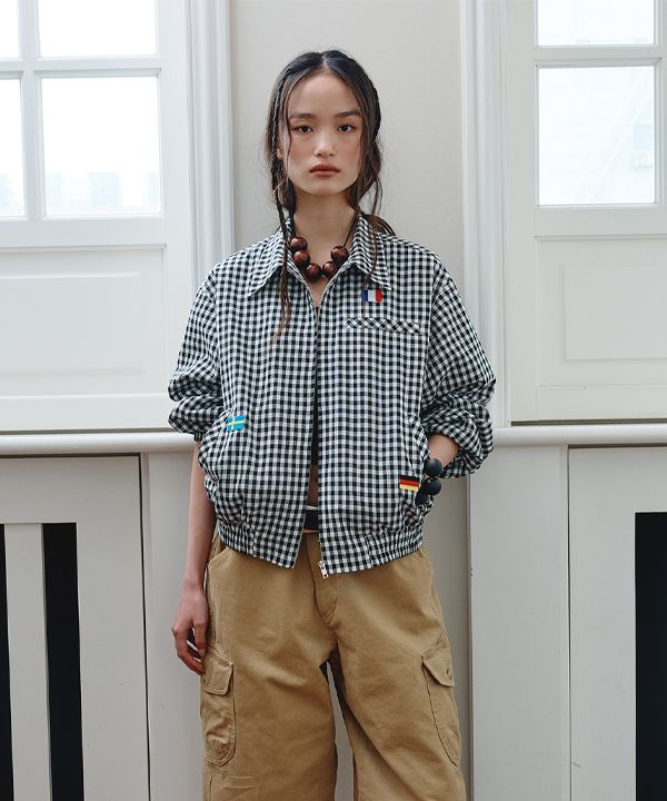 더뮤지엄비지터(THEMUSEUMVISITOR) LOVE CHECK JACKET (MULTI