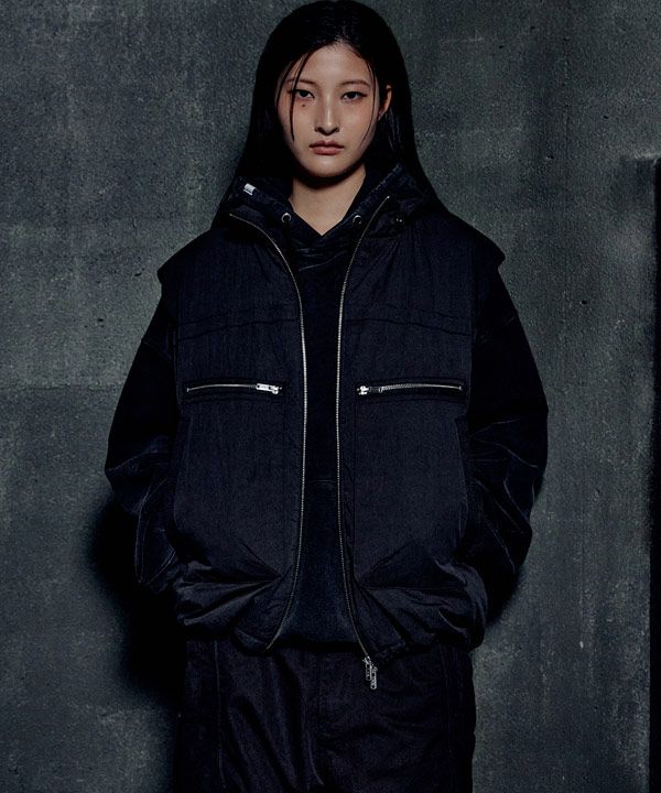 【NOMANUAL】OVERDYED D.F.L HOODED ZIP-UP OVERDYED D.F.L HOODED ZIP-UP - WASHED BLACK - nomanual | 60