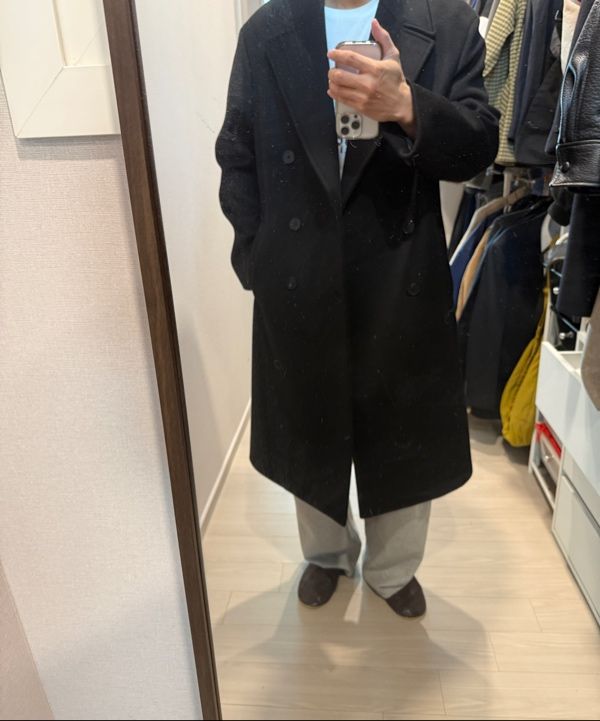 MUSINSA公式 | INSILENCE カシミアダブルロングコートBLACK