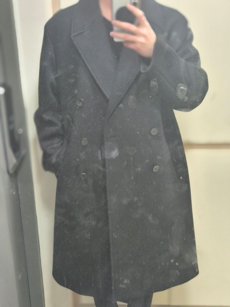 MUSINSA公式 | INSILENCE Cashmere Double Long Coat BLACK