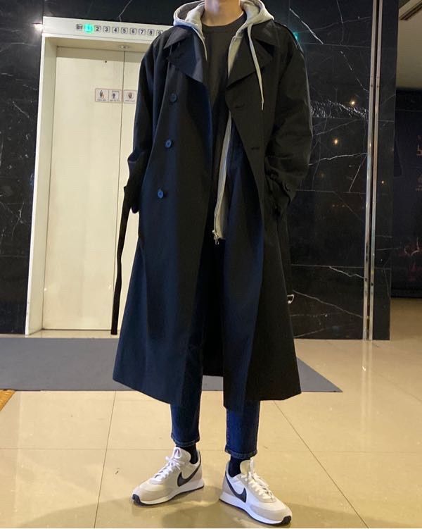 MUSINSA | INSILENCE Oversize Trench Coat BLACK