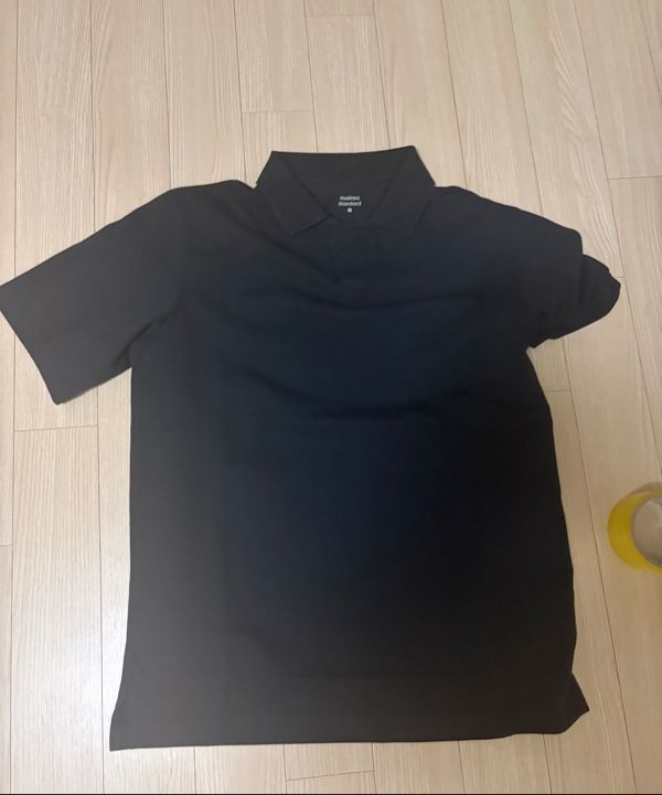 MUSINSA公式 | MUSINSA STANDARD スリットネックピケポロシャツ[ブラック]