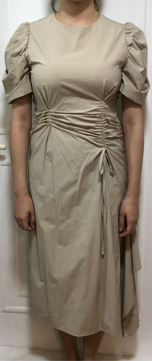 ワンピース ETMON Pintuck String Smock Dress, Beige Amazon.com: Neeno Women's Dresses Button Front Frill Trim