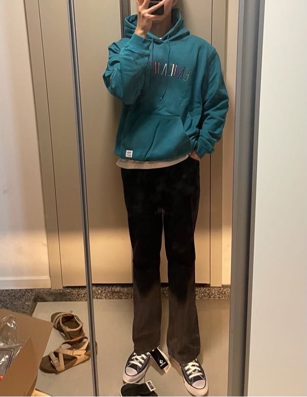 さらに100円引き◆87MM◆MMLG◆EMEMELGE EMB. HOOD MUSINSA | MMLG [Mmlg] EMEMELGE EMB. HOOD (TEAL BLUE)