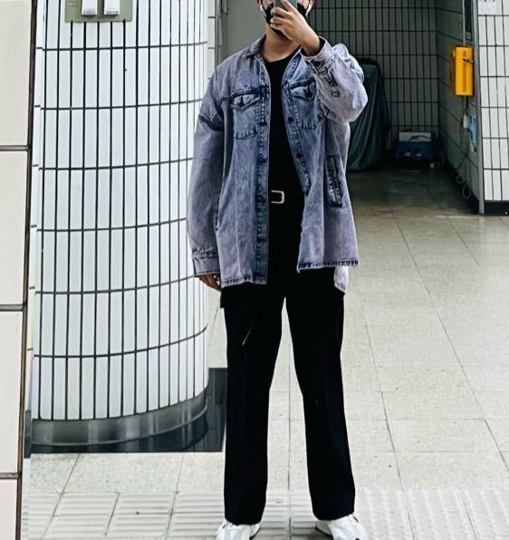 MUSINSA | AJOBYAJO Oversized Washed Denim Trucker Shirt [Pink]