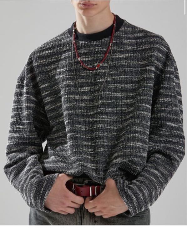【MAISON MINED】22FW★ MIXED BOUCLE KNIT LONG SLEEVE 메종미네드 CLEARANCE - MIXED BOUCLE COLLAR KNIT LONG SLEEVE BLUE