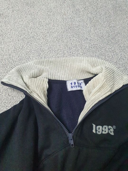 【1993studio】24SS★ Pigment Half Zip-Up Sweatshirt MUSINSA | 1993STUDIO Vintage Half Zip Up_Navy