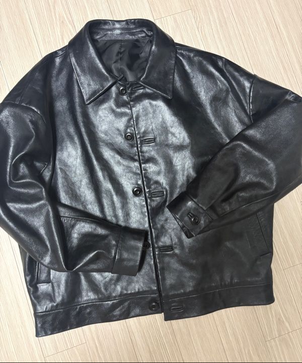 MUSINSA公式 | COOR クロップカウハイドレザージャケット（ブラック）