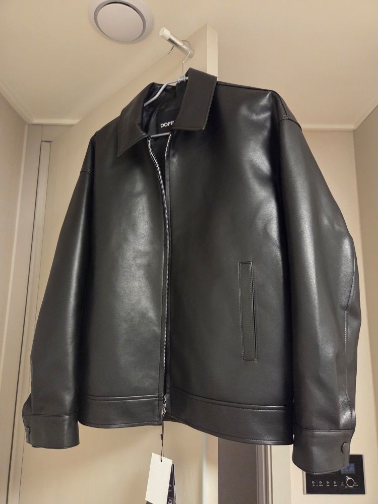 MUSINSA | DOFFJASON OVERSIZED VEGAN LEATHER SINGLE BREASTED JACKET