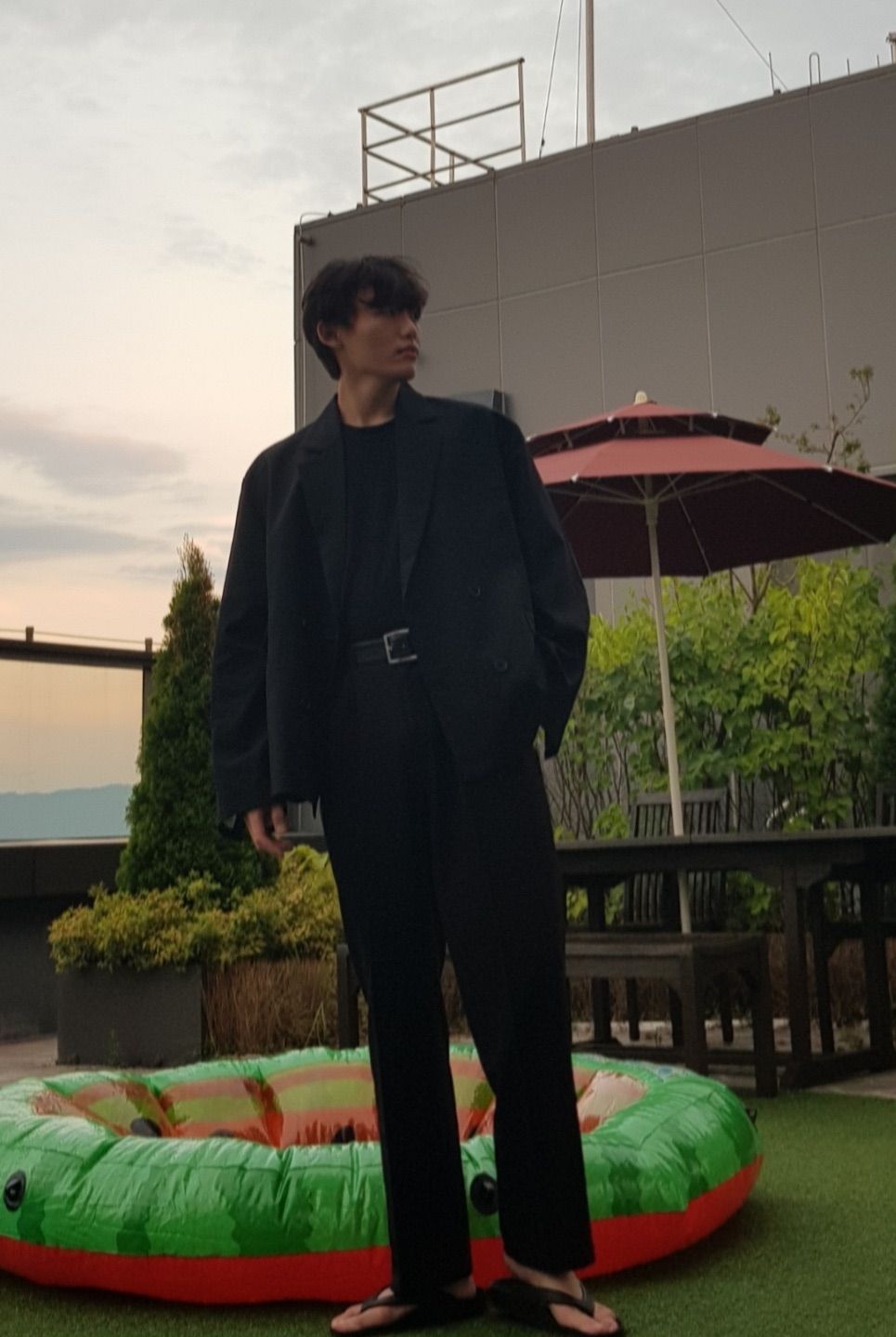 MUSINSA | AVANDRESS Lemaire 4 Button Double Over Blazer Black