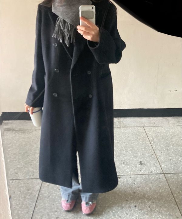 MUSINSA STANDARD WOMAN ロングコート 黒 Mサイズ MUSINSA公式 | MUSINSA STANDARD WOMAN レディースカシミアブレンド