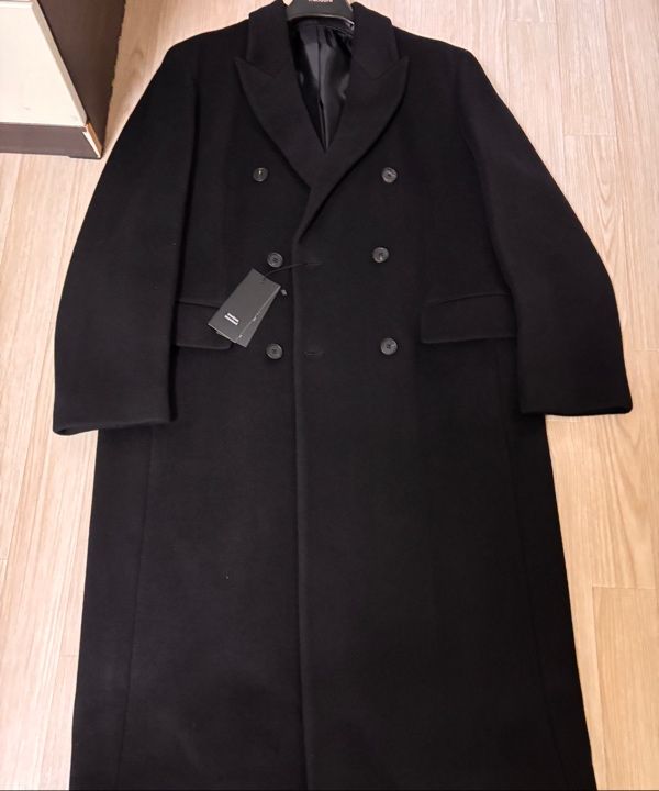 musinsa standard パパショルダーダブルロングコート ブラック 黒 MUSINSA公式 | MUSINSA STANDARD カシミアブレンドパパショルダー