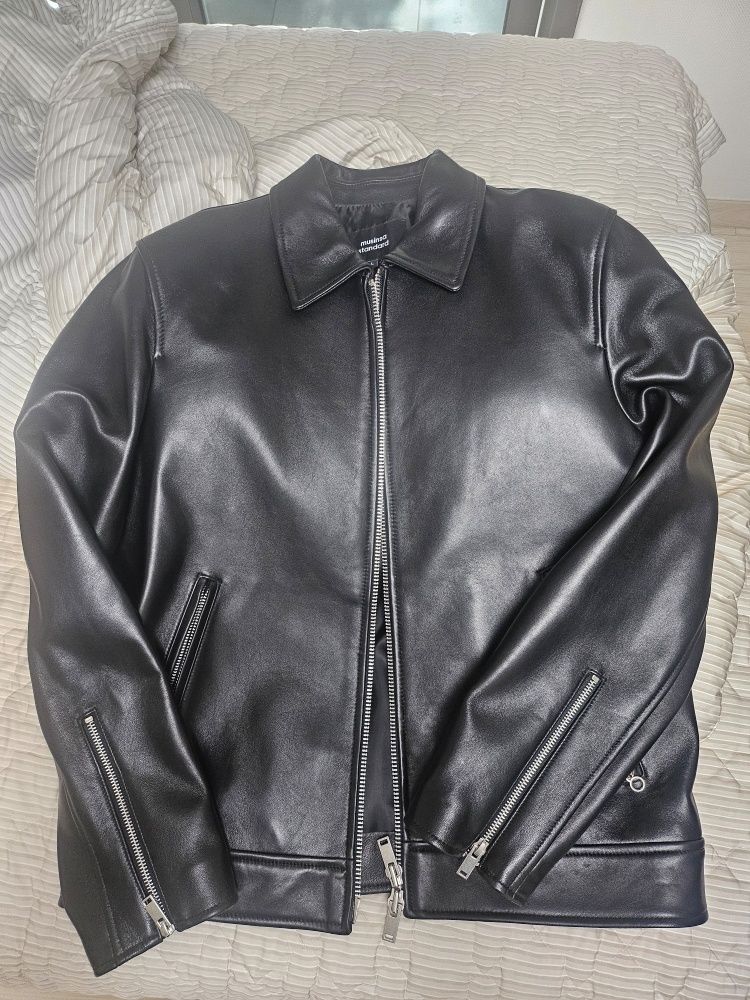 MUSINSA公式 | MUSINSA STANDARD LAMBSKIN SINGLE MOTORCYCLE JACKET_BLACK