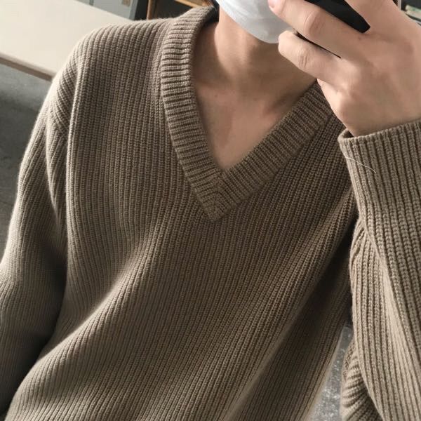 MUSINSA | MUSINSA STANDARD LAMBSWOOL RIBBED V-NECK SWEATER