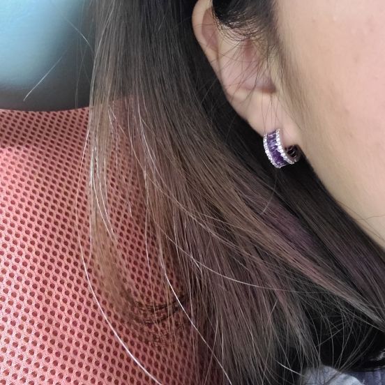 ピアス [BLACKPURPLE] Crystal Glass Piece Mini Ring Earrings BLACKPURPLE☆Crystal Glass Mini Ring Earrings☆ (BLACKPURPLE
