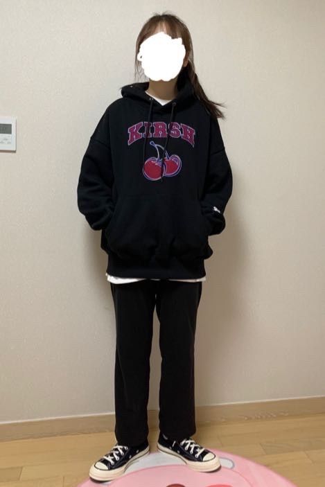 MUSINSA | KIRSH Arch Logo Cherry Hoodie [Black]