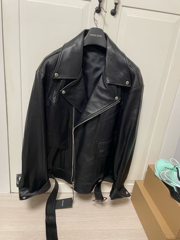 MUSINSA公式 | MAISON MINED BLACK LEATHER LAMB RIDER JACKET