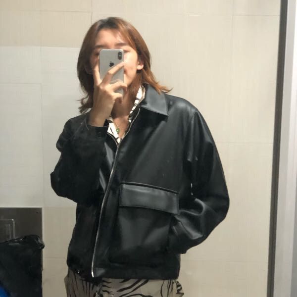 MUSINSA | LAFUDGESTORE Buffed leather overfit blouson_Black