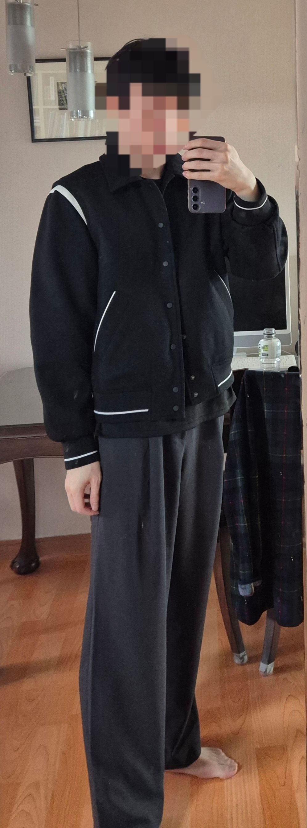 MUSINSA公式 | LMOOD コンテンポラリーバーシティジャケット ブラック