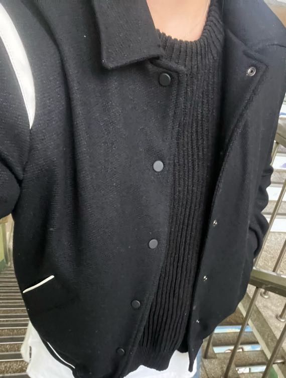MUSINSA公式 | LMOOD Contemporary Varsity Jacket Black