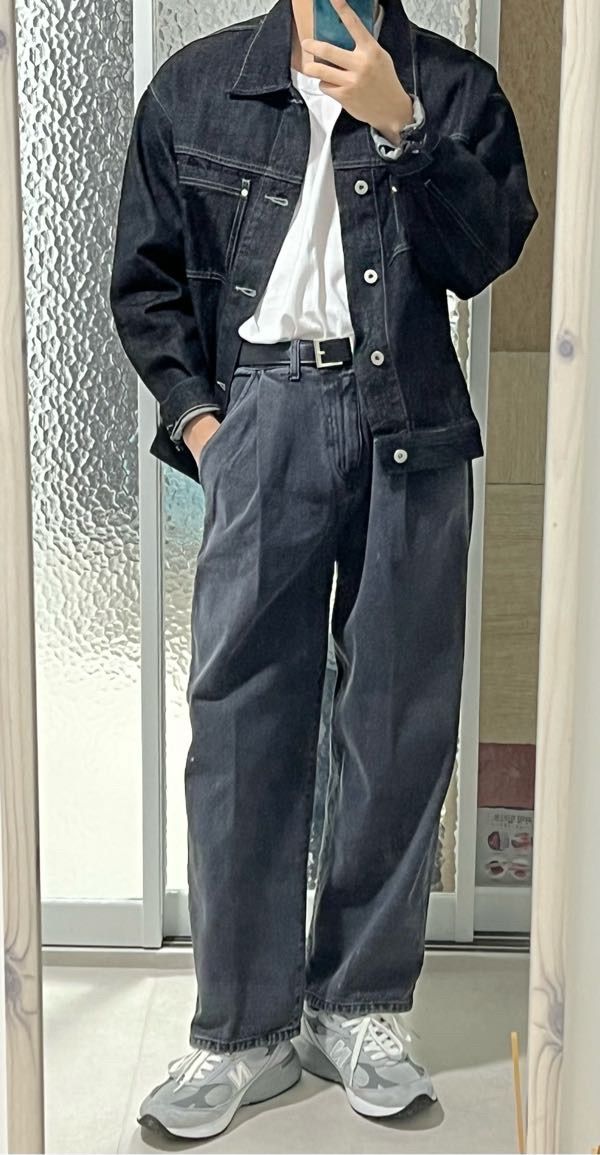 ★韓国の人気★【TRILLION】★WASHING STITCH DENIM JACKE.T★ WASHING STITCH DENIM JACKET (BLACK) - TRILLION | 60% - Asian