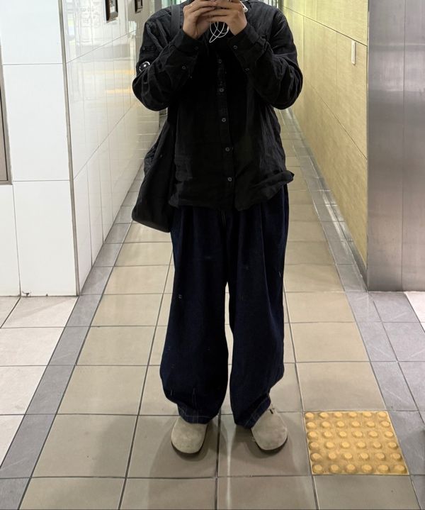 MUSINSA公式 | ANGLAN Rigid Indigo Denim Balloon Pants - Dark Blue