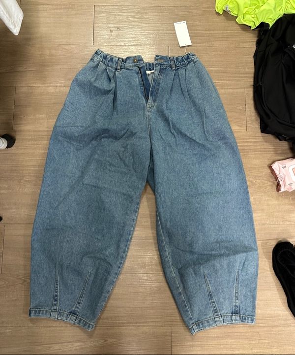 MUSINSA公式 | ANGLAN Stone Vintage Denim Balloon Pants - Light Blue