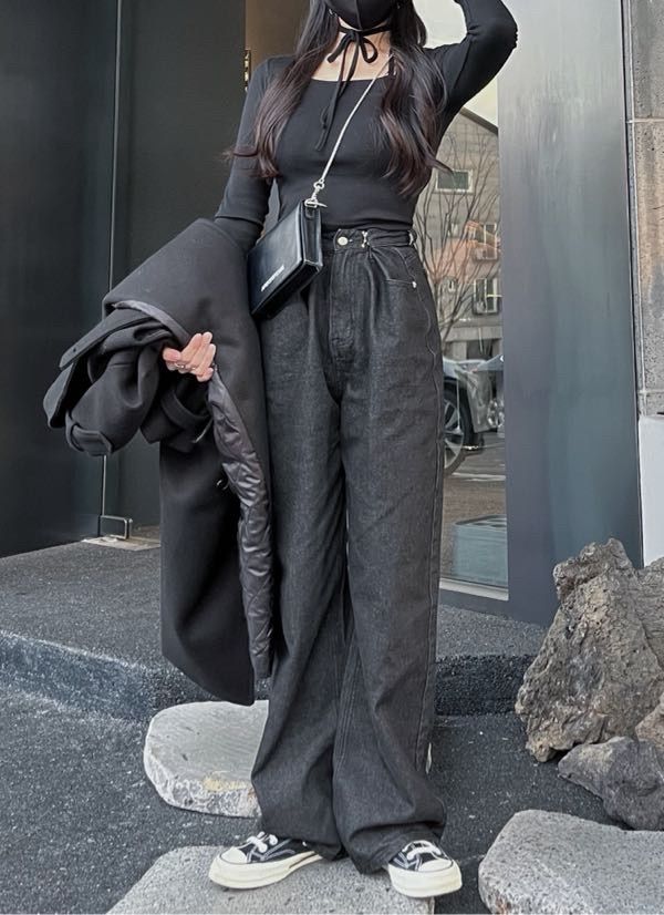 [AVANDRESS] ★韓国人気★ BUCKLE WIDE DENIM PANTS★OFF SALE AVANDRESS