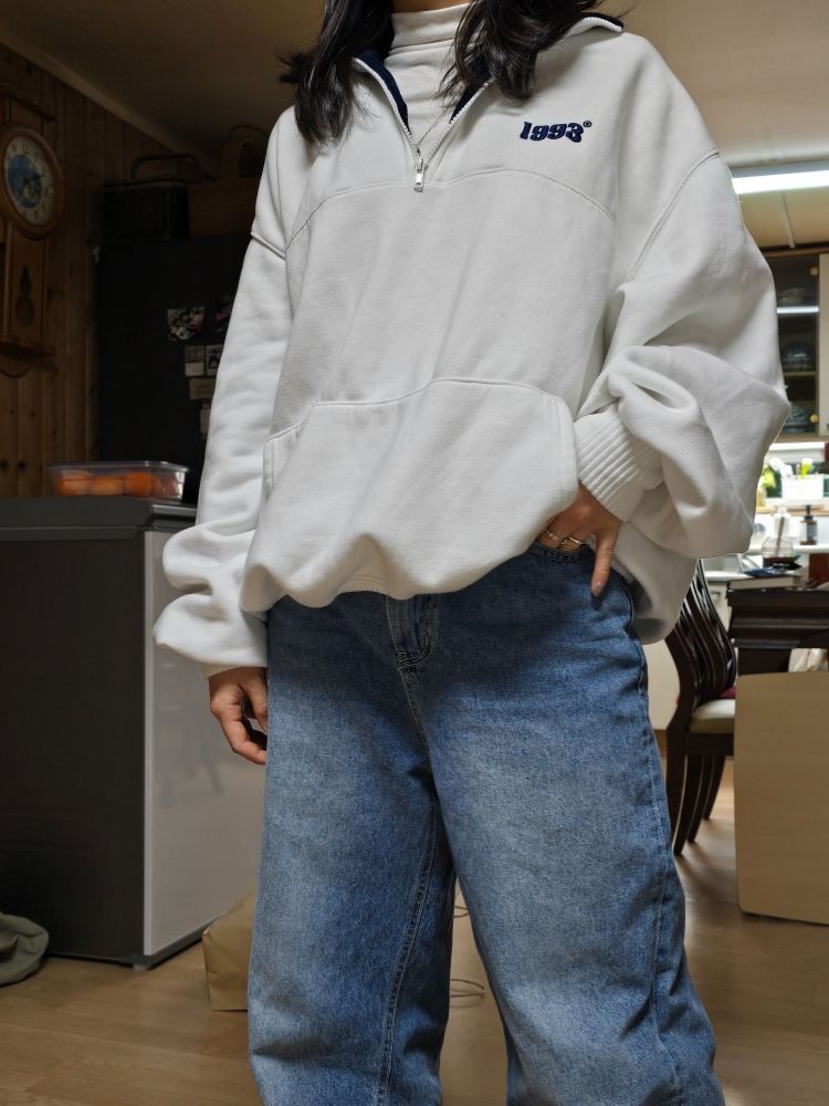 MUSINSA | 1993STUDIO Vintage Half Zip Up_White