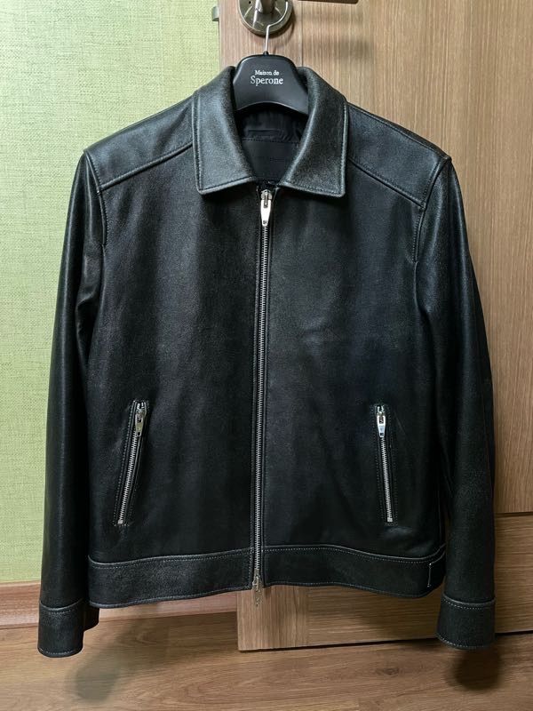 MUSINSA | SPERONE [Real Leather] Stone Beige Single Rider Jacket