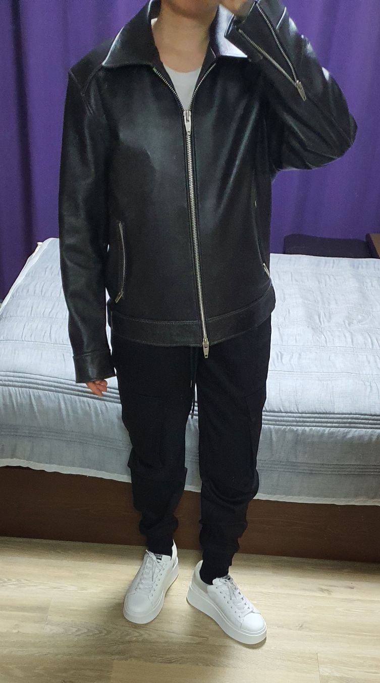 MUSINSA | SPERONE [Real Leather] Stone Beige Single Rider Jacket