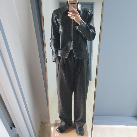 MUSINSA | SPERONE [Real Leather] Stone Beige Single Rider Jacket