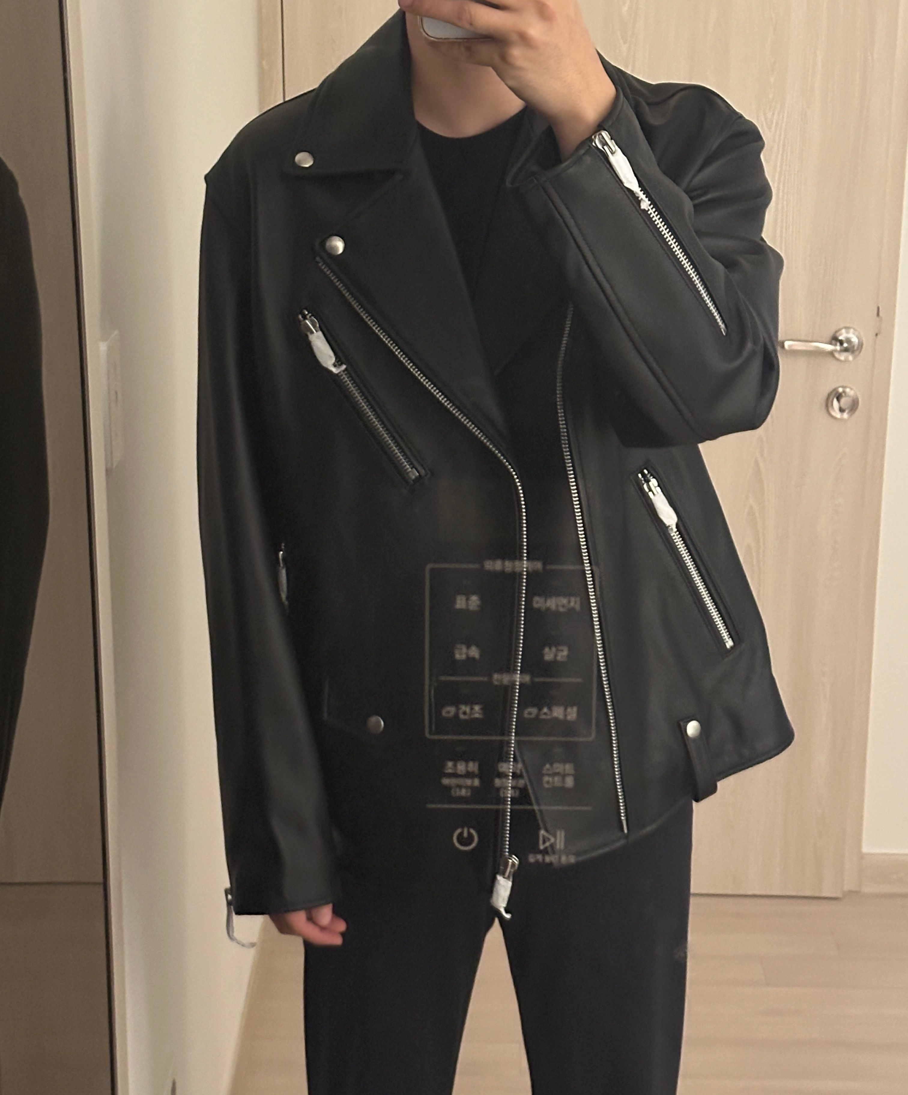 ジャケット・アウター MUSINSA STANDARD LAMBSKIN MOTORCYCLE MUSINSA | MUSINSA STANDARD LAMBSKIN OVERSIZED MOTORCYCLE JACKET_BLACK