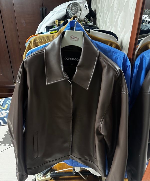 MUSINSA | DOFFJASON OVERSIZED VEGAN LEATHER SINGLE BREASTED JACKET