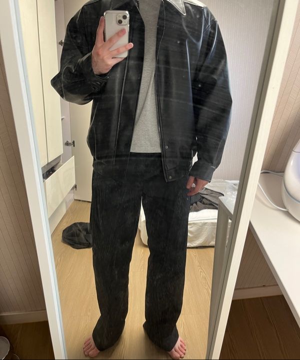 MUSINSA | VTWO 465-3 VEGAN LEATHER OVERFIT JACKET_BLACK